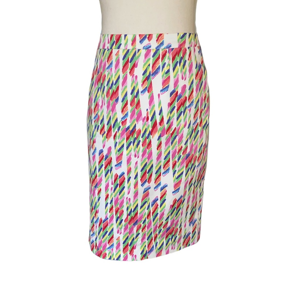 AGNONA Italy Vibrant Abstract Brushstroke Print Pencil Midi Skirt - 8 - 44 - EUC
